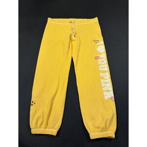 Y2K 2009 Victoria's Secret Yellow Sweatpants "I Love You Pink" Bling Medium